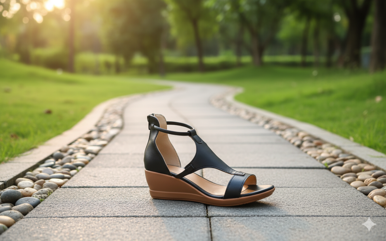 Damen Keilsandalen Orthopädisch Bequem Leder