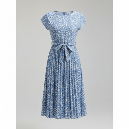 Damen Midi Kleid mit Gürtel Verschnürung