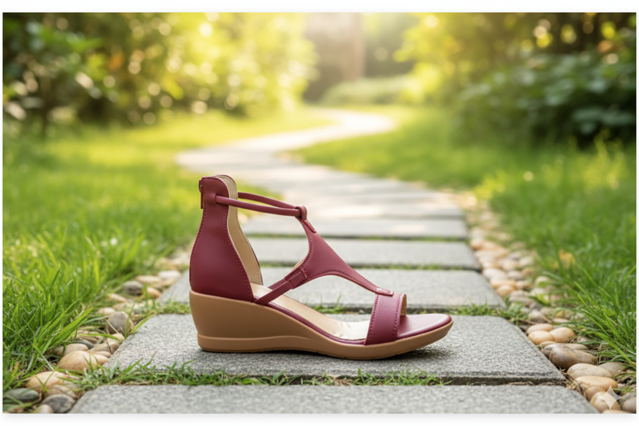Damen Keilsandalen Orthopädisch Bequem Leder