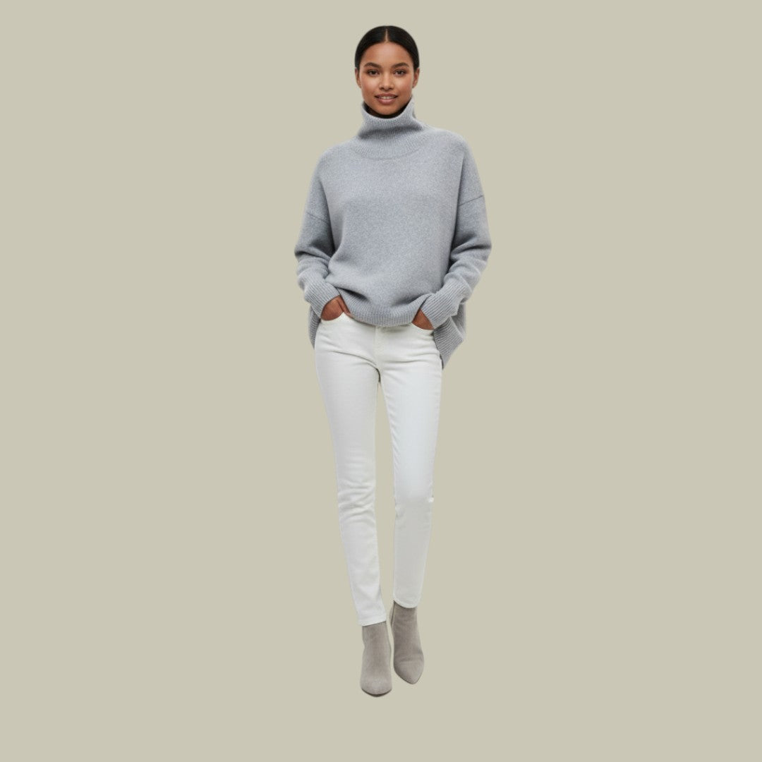 Damen Rollkragenpullover Locker Geschnitten Bequem - BerlinGlamour