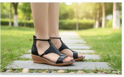Damen Keilsandalen Orthopädisch Bequem Leder - BerlinGlamour