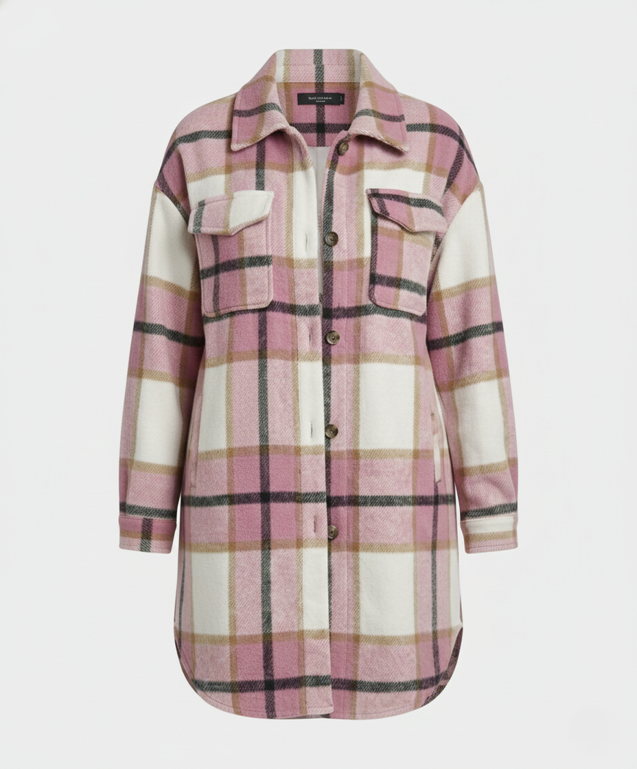 Damen Hemdjacke Kariert Lässig Oversized