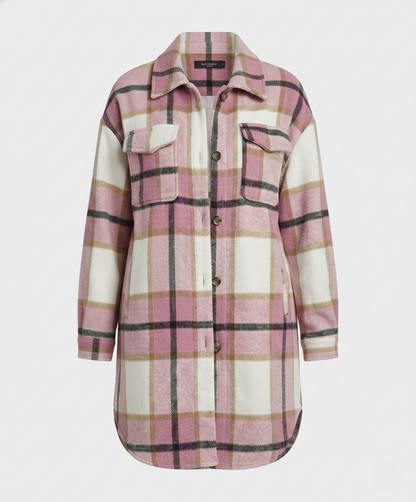 Damen Hemdjacke Kariert Lässig Oversized