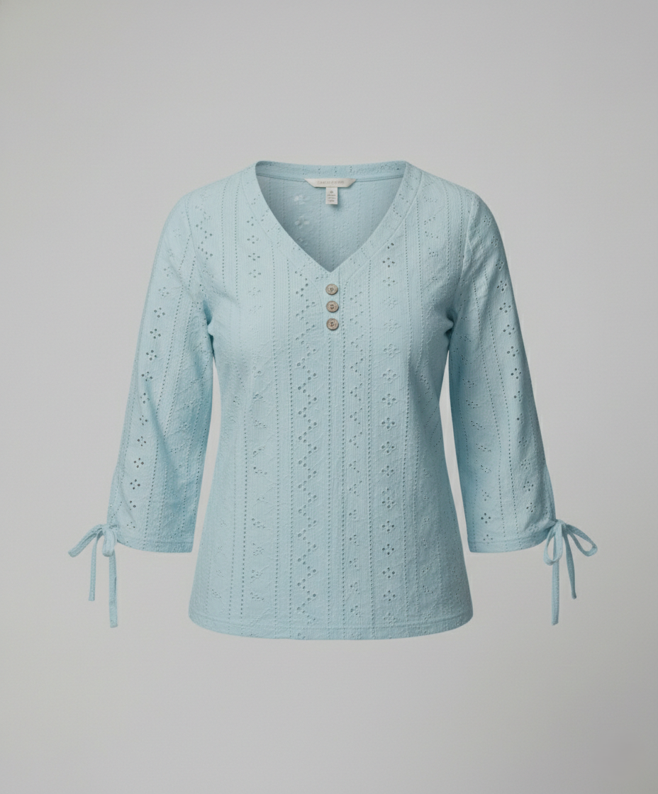 Damen Bluse Modern Spitze Knopfleiste Chic