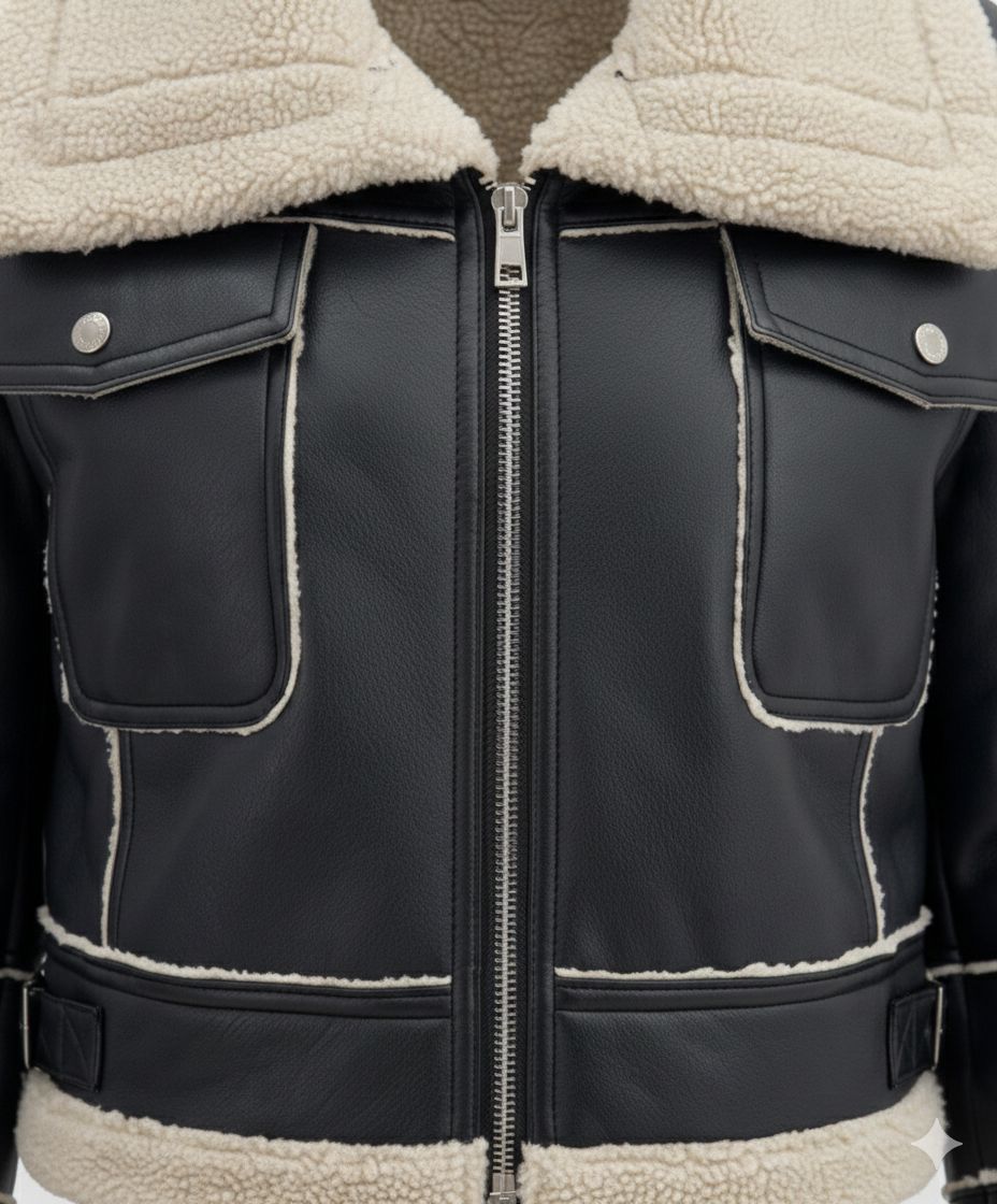 Leder Bikerjacke Kurz Schnitt Frauen