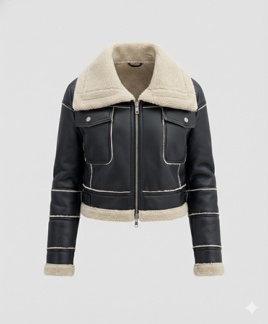 Leder Bikerjacke Kurz Schnitt Frauen