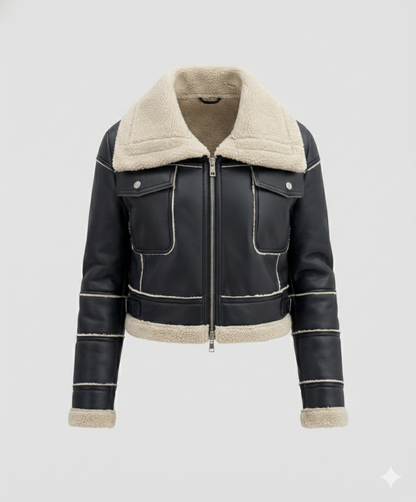 Leder Bikerjacke Kurz Schnitt Frauen