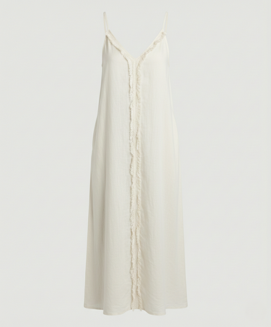 Damen Maxikleid V-Ausschnitt mit Taschen Sommerkleid Lang