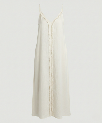 Damen Maxikleid V-Ausschnitt mit Taschen Sommerkleid Lang
