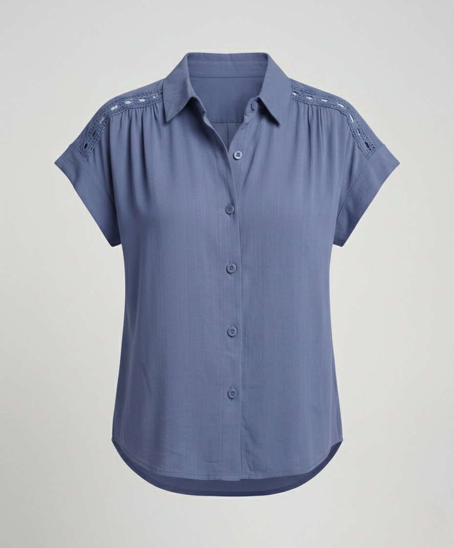 Damen Blusentop Kurzarm Häkel Top Sommer