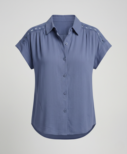 Damen Blusentop Kurzarm Häkel Top Sommer