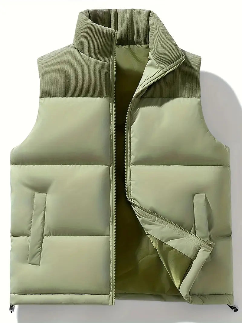 Gepolsterte Weste – mit Reißverschluss – Bodywarmer – Daunenweste – Herrenweste-Grün-S-Chaps Herrenmode