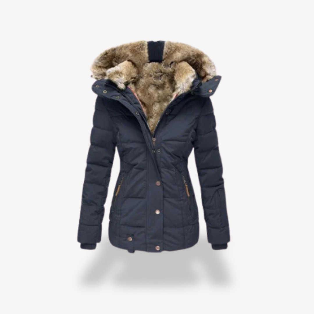 Gepolsterte Kunstpelz-Kapuzenjacke Damen | Loravelle 0