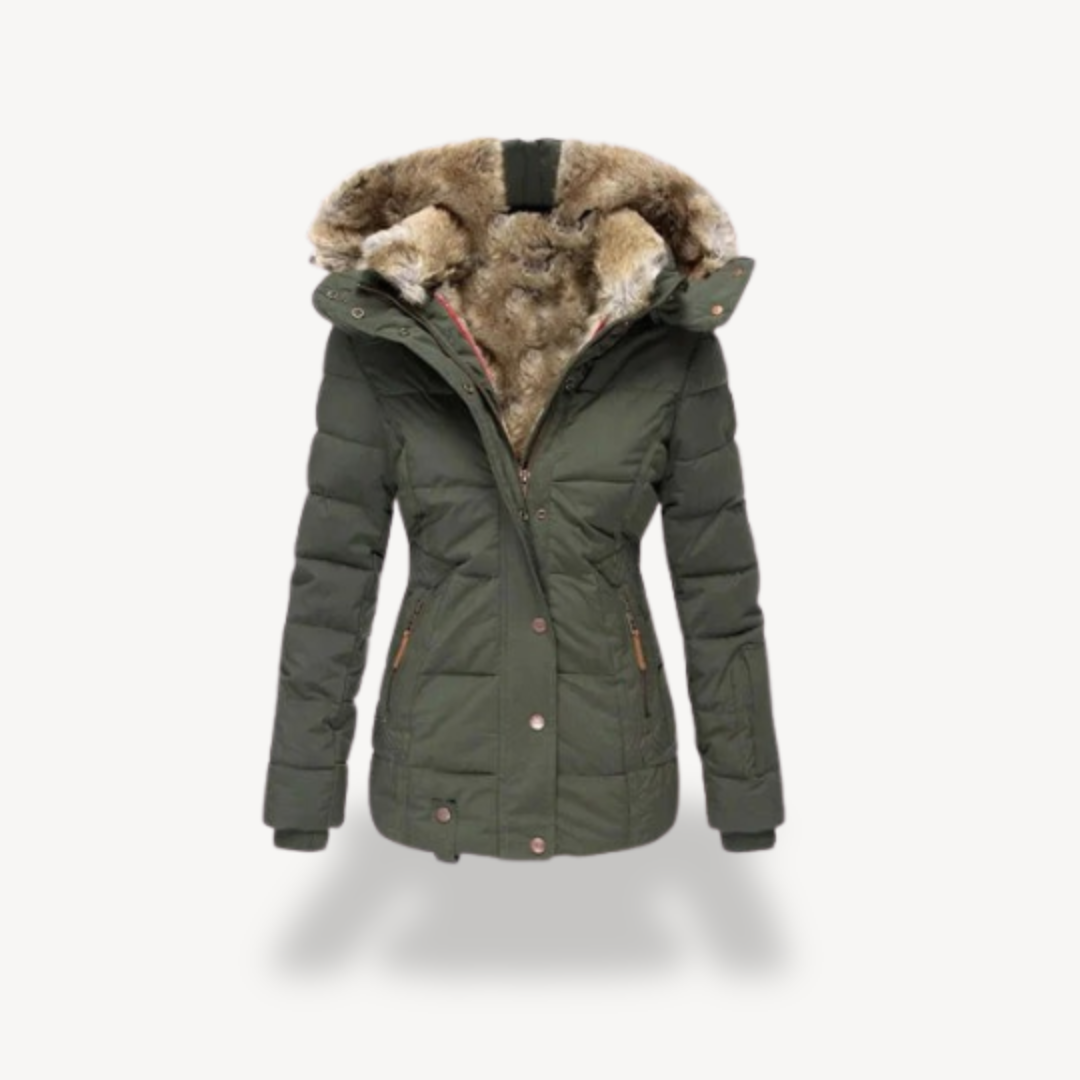 Gepolsterte Kunstpelz-Kapuzenjacke Damen | Loravelle 3