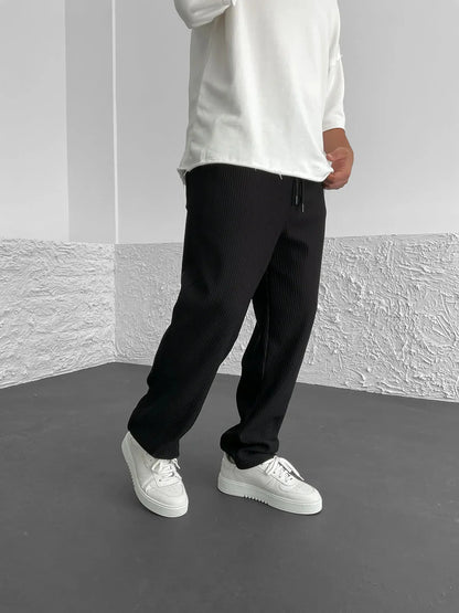 Gerippte Hose – locker sitzende Stretch-Baggy-Hose für Herren mit Kordelzug-Chaps Herrenmode