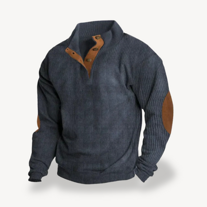 Gerippter Herrenpullover mit Ellenbogenflicken | Loravelle 5