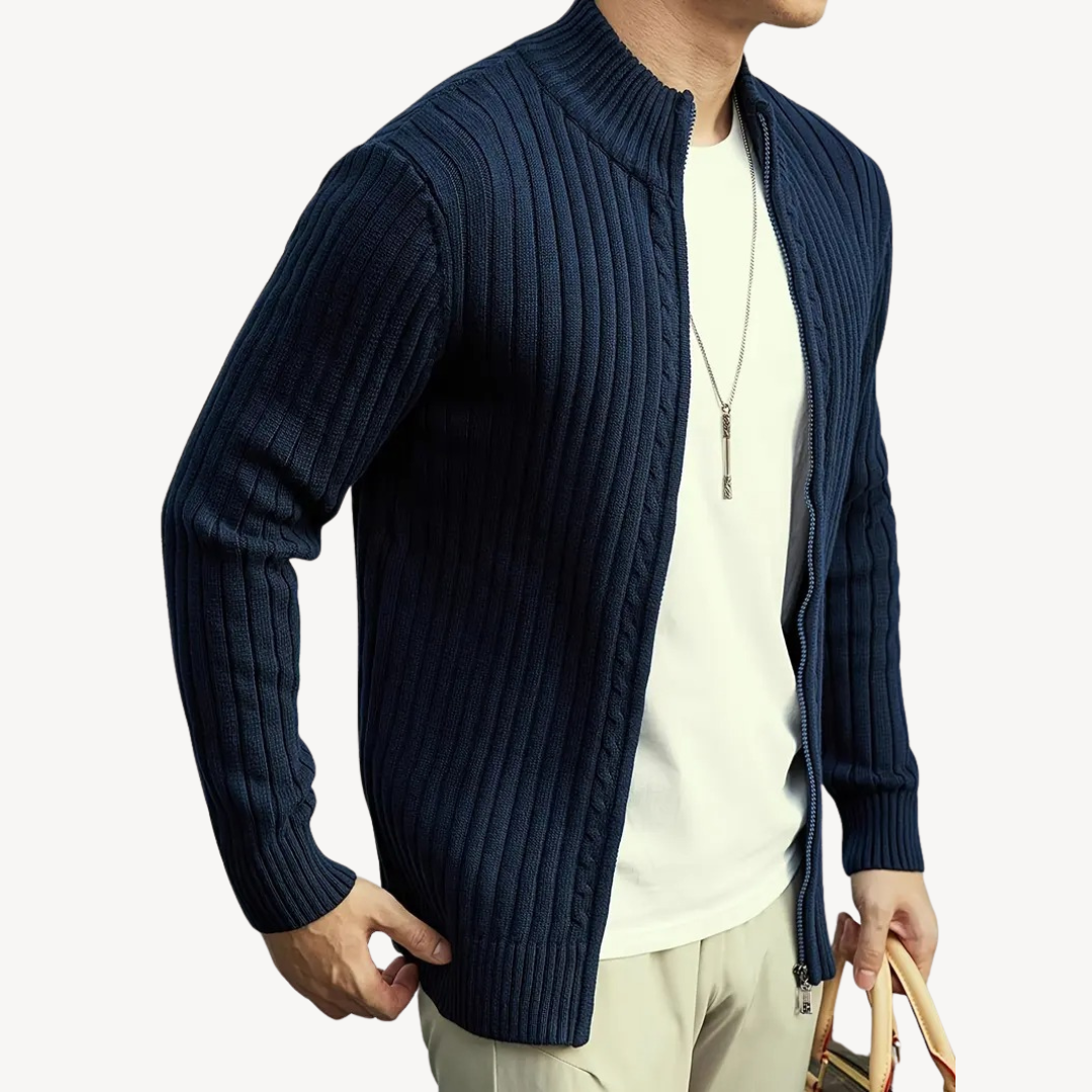 Gerippter Pullover mit Reißverschluss für Herren | Loravelle 3