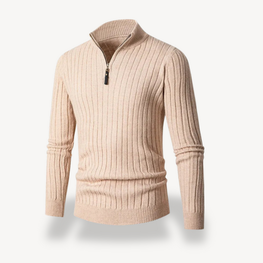 Gerippter Pullover mit Viertelreißverschluss für Herren | Loravelle 0