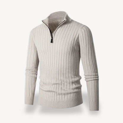 Gerippter Pullover mit Viertelreißverschluss für Herren | Loravelle 1
