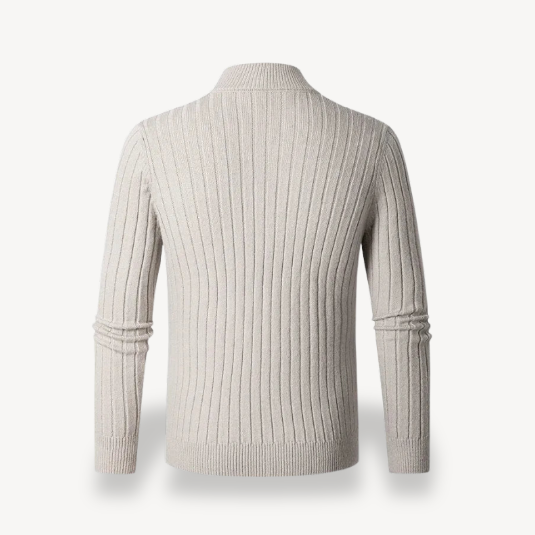 Gerippter Pullover mit Viertelreißverschluss für Herren | Loravelle 2