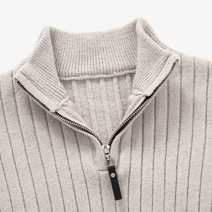 Gerippter Pullover mit Viertelreißverschluss für Herren | Loravelle 4