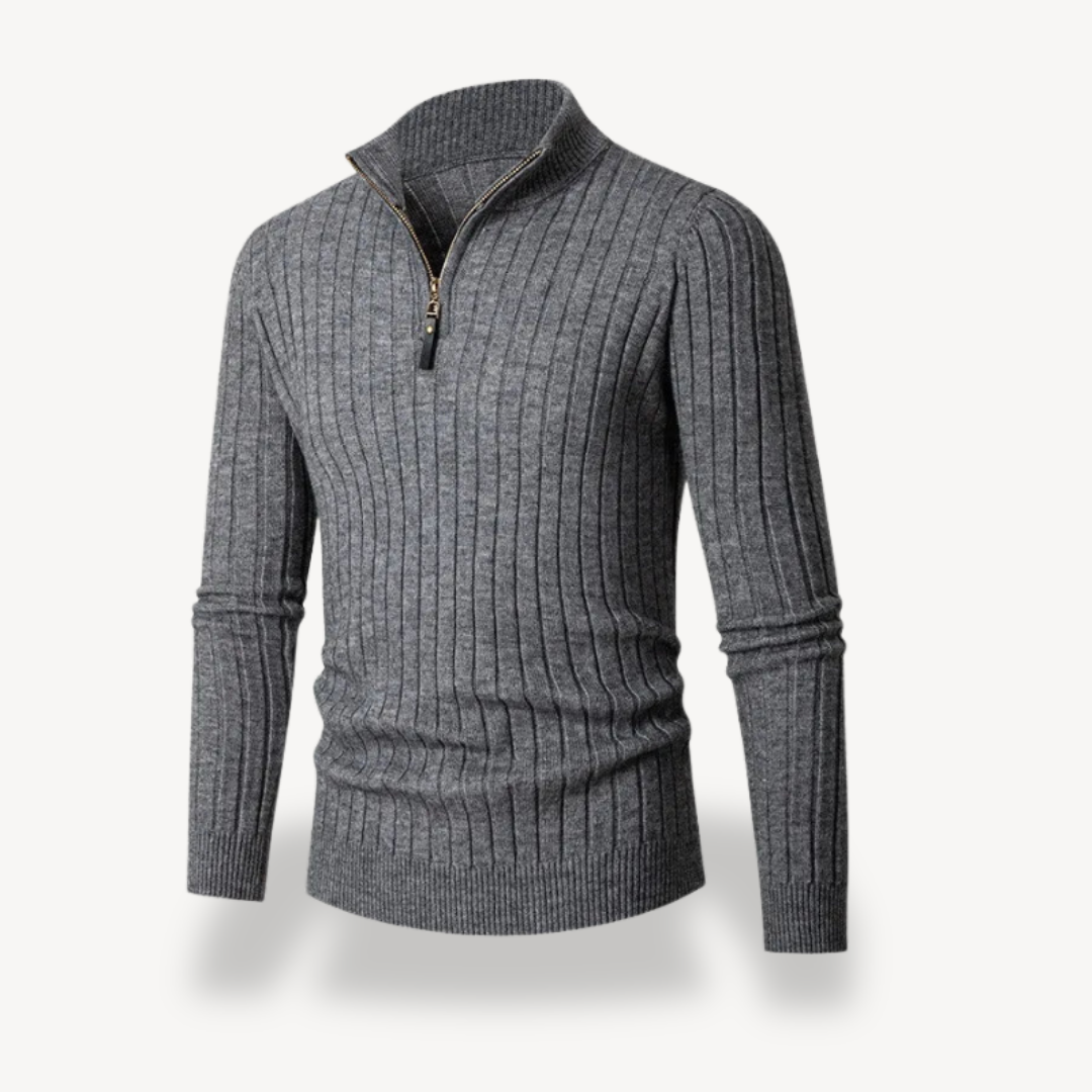 Gerippter Pullover mit Viertelreißverschluss für Herren | Loravelle 6