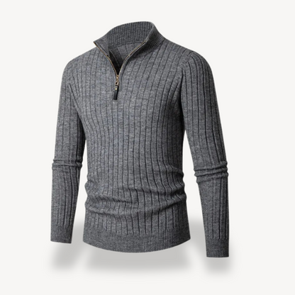 Gerippter Pullover mit Viertelreißverschluss für Herren | Loravelle 6
