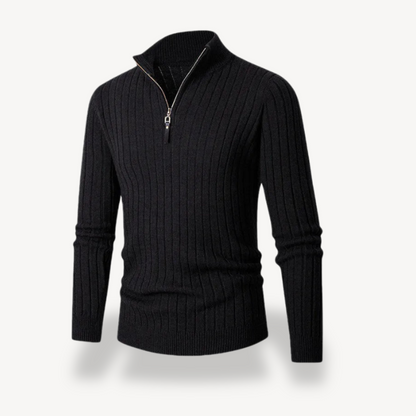 Gerippter Pullover mit Viertelreißverschluss für Herren | Loravelle 7