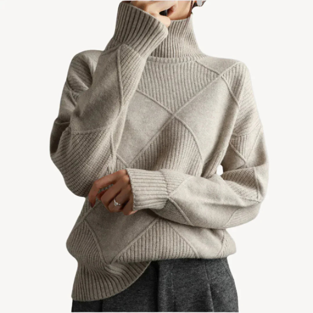 Gerippter Rollkragenpullover für Damen 0