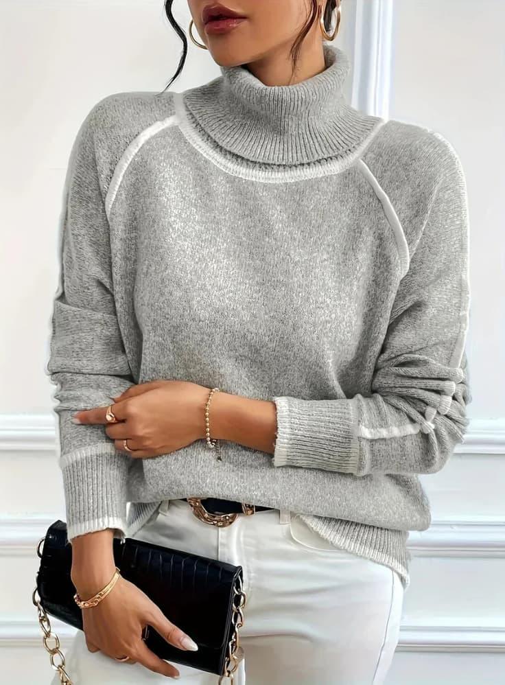 Gerippter Rollkragenpullover für Damen 3