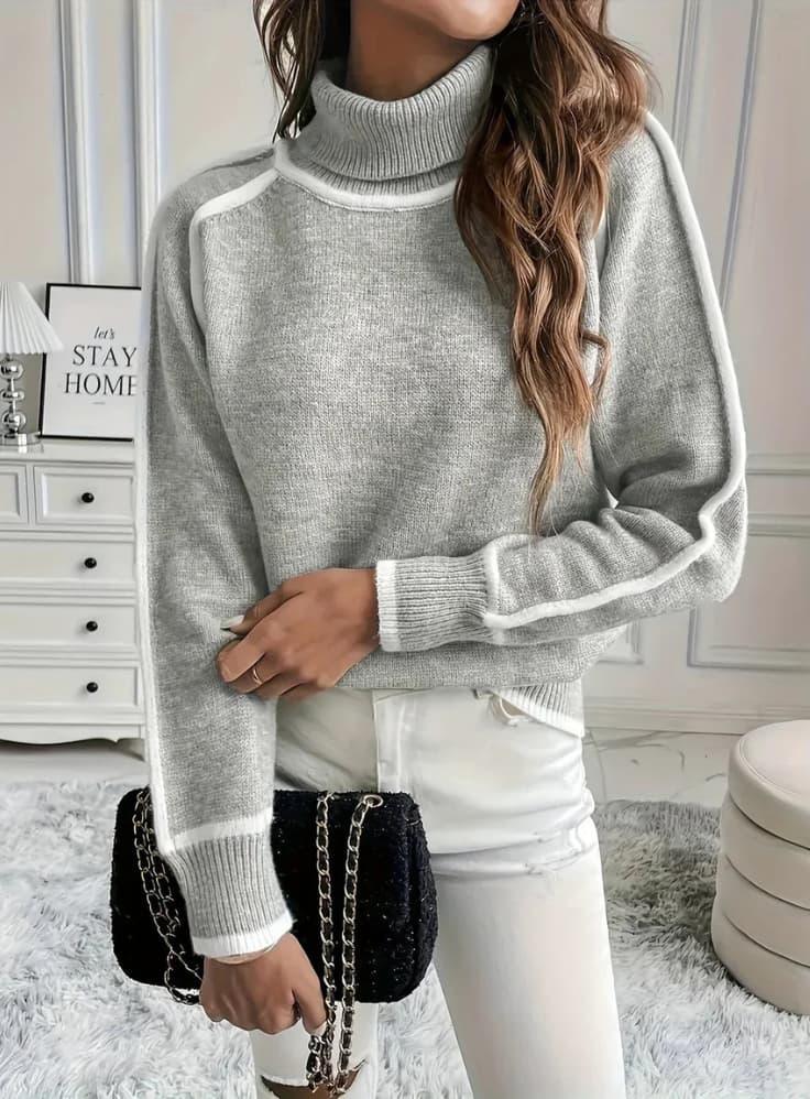 Gerippter Rollkragenpullover für Damen 4