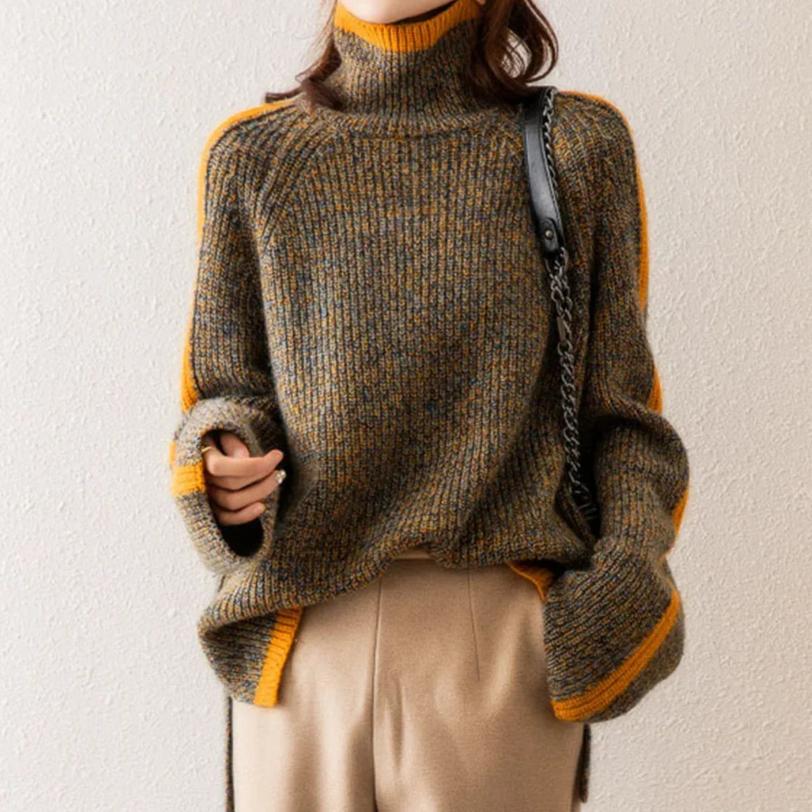 Gerippter Rollkragenpullover für Damen 4