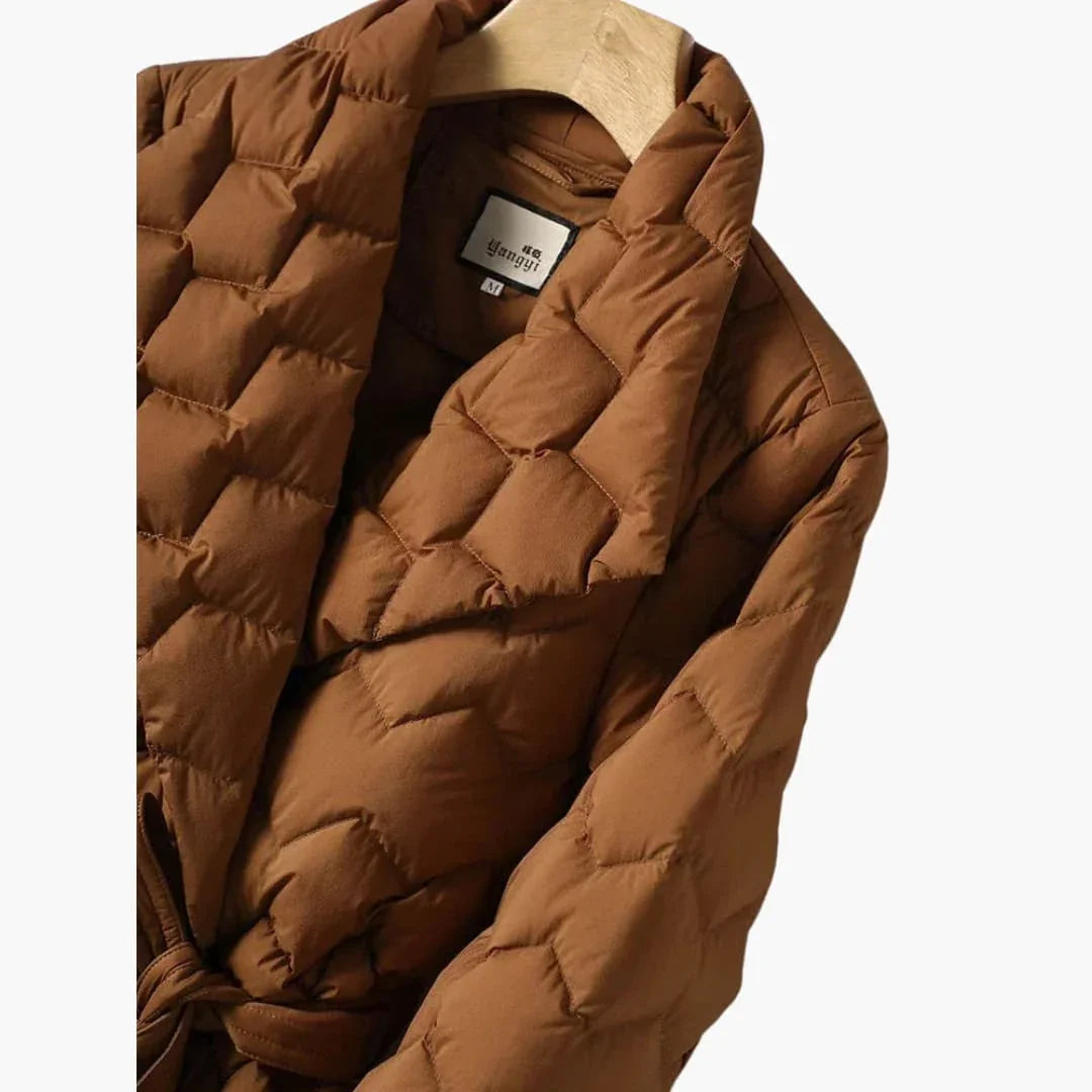Gesteppter Daunenmantel mit Gürtel für Damen 2
