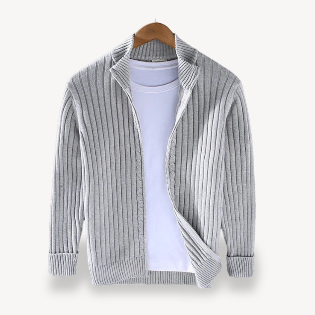 Gestreifte Strickjacke mit Reißverschluss für Herren | Loravelle 0