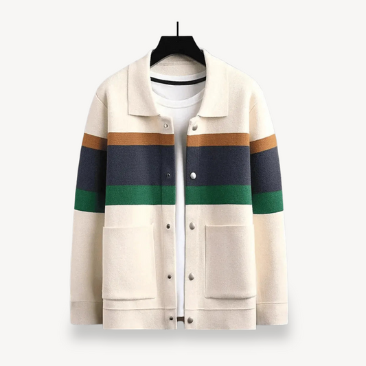 Gestreifte Woll-Strickjacke für Herren | Loravelle 0