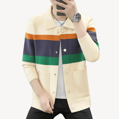 Gestreifte Woll-Strickjacke für Herren | Loravelle 1