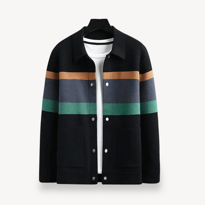 Gestreifte Woll-Strickjacke für Herren | Loravelle 3