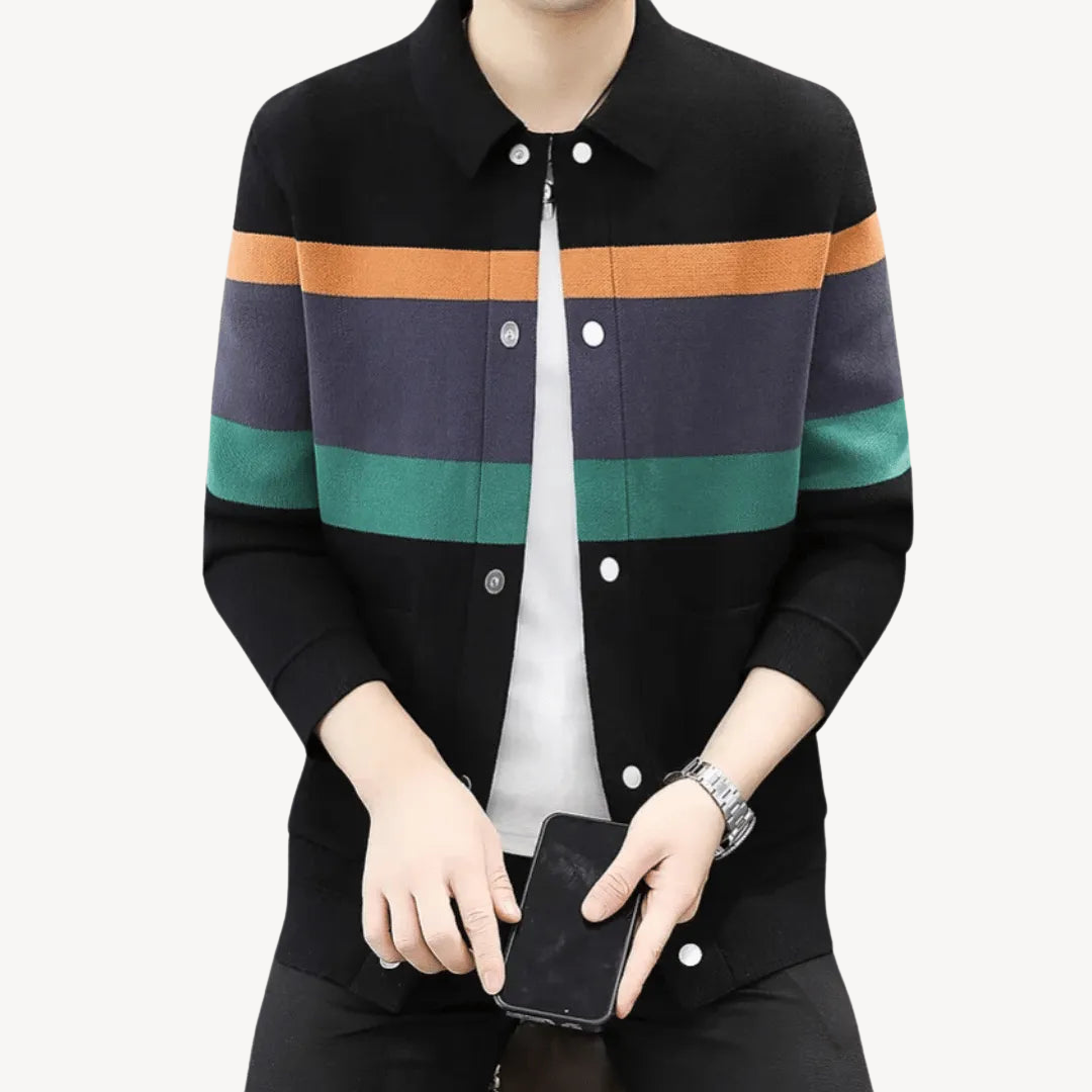 Gestreifte Woll-Strickjacke für Herren | Loravelle 4
