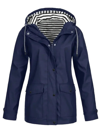 Gestreifter Regenmantel für Damen 4
