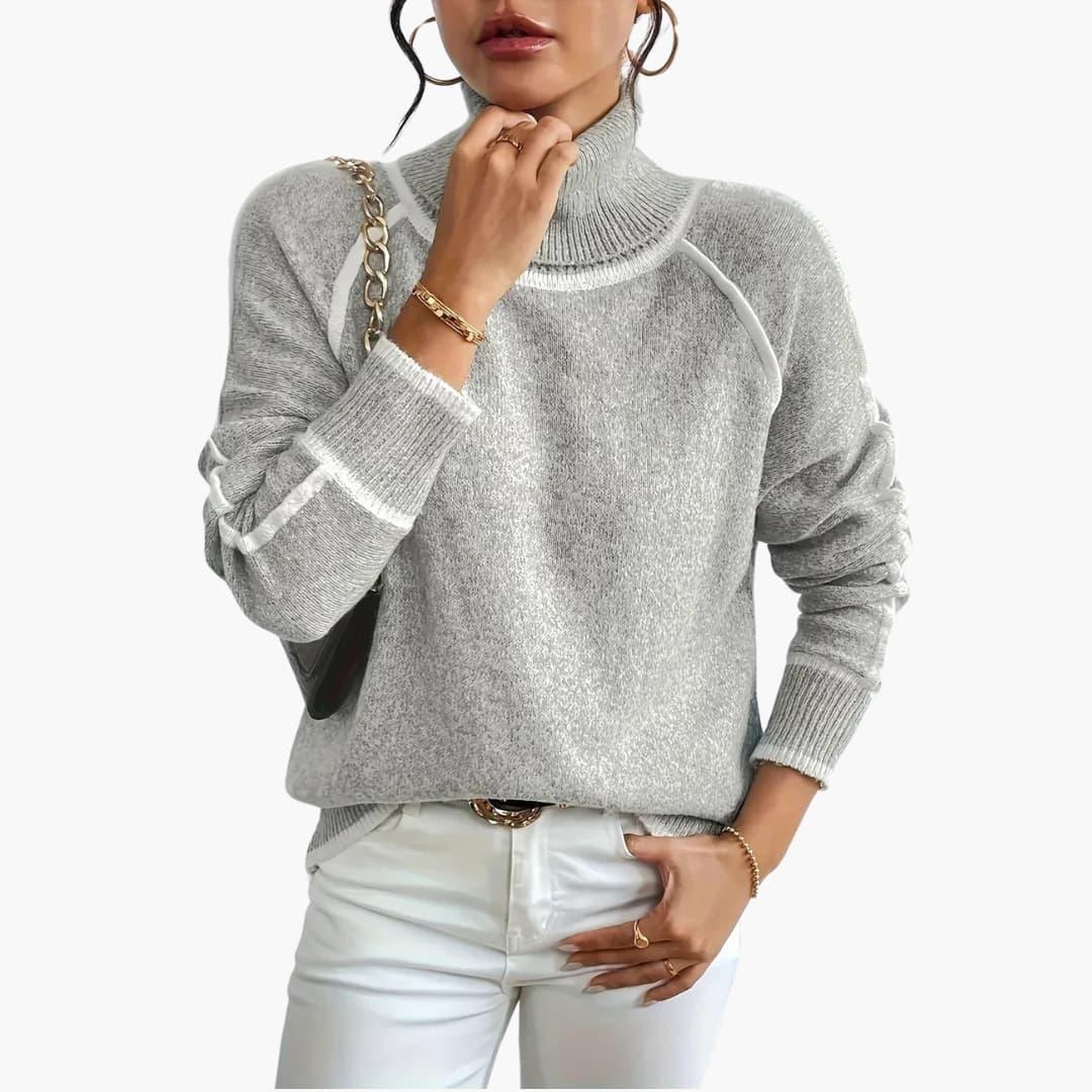 Gestreifter Rollkragenpullover für Damen 0