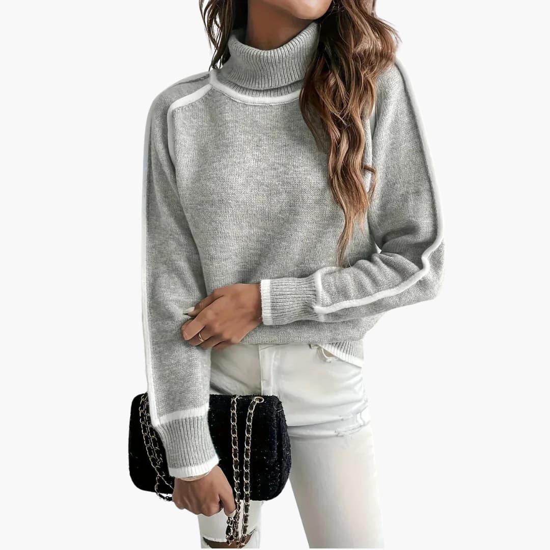 Gestreifter Rollkragenpullover für Damen 1