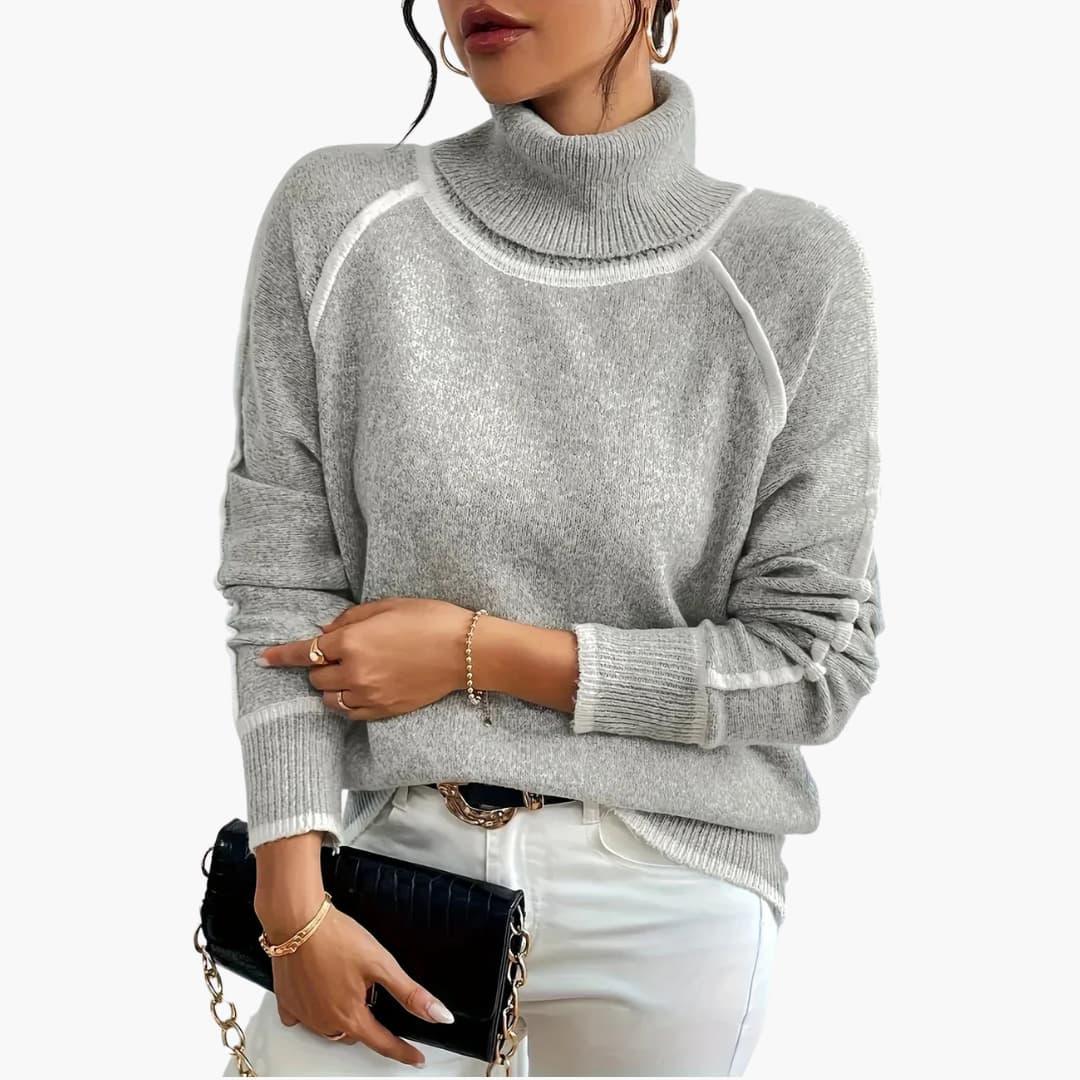Gestreifter Rollkragenpullover für Damen 2