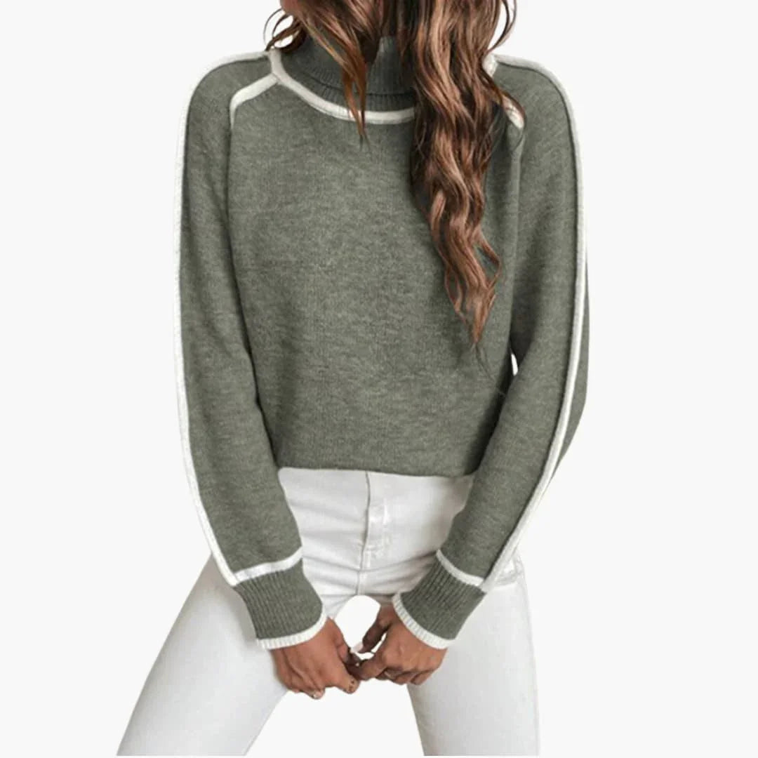 Gestreifter Rollkragenpullover für Damen 4