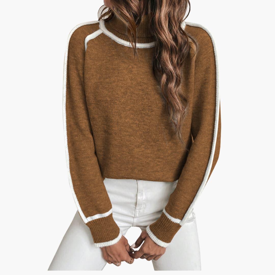 Gestreifter Rollkragenpullover für Damen 5