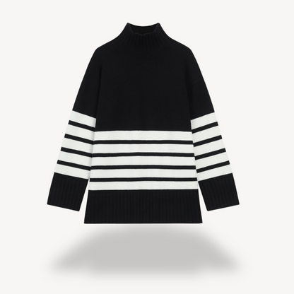 Gestreifter Strickpullover für Damen 0