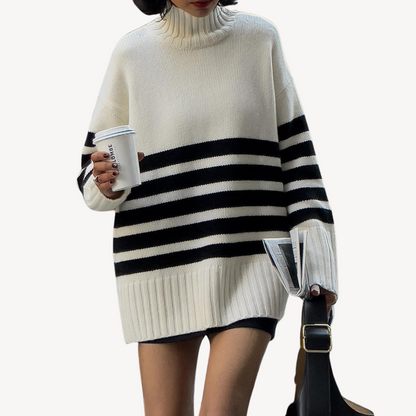 Gestreifter Strickpullover für Damen 2