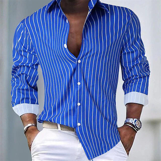Herren Hemd Langarm Slim Fit Gestreift - BerlinGlamour