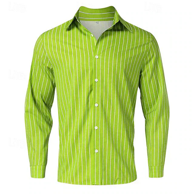 Gestreiftes Hemd | Langarm | Slim Fit | Hemd mit Knöpfen | Herrenhemden-Chaps Herrenmode