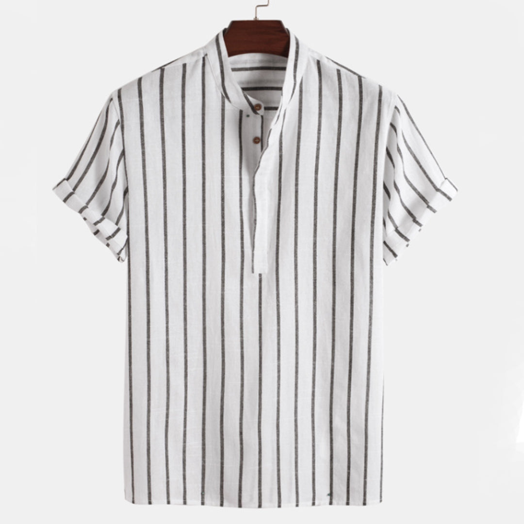 Herren Hemd Gestreift Kurzarm Sommer - BerlinGlamour