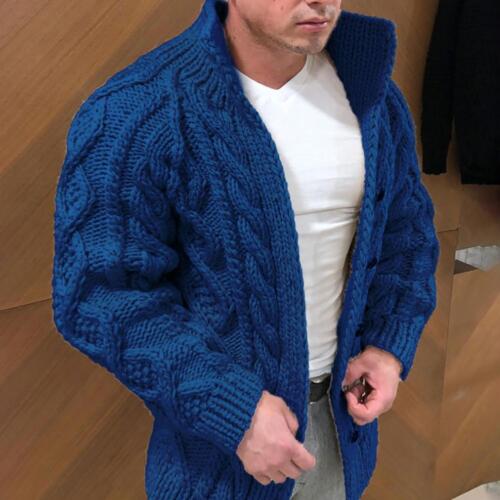 Herren Strickjacke Stehkragen Grobgestrickt Bequem - BerlinGlamour